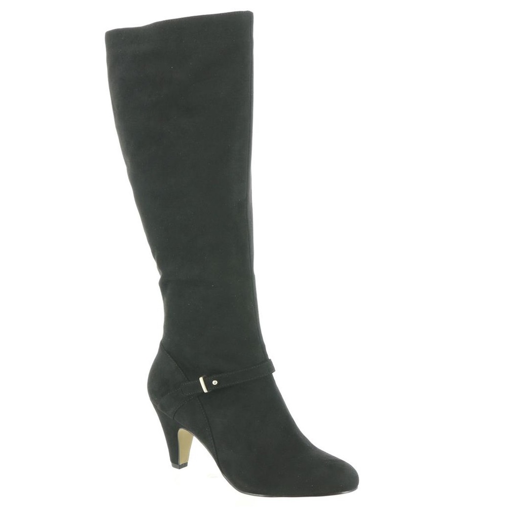 Bella Vita Sasha Plus Black Suede Wide Calf Knee High Heeled Boots Size 8W